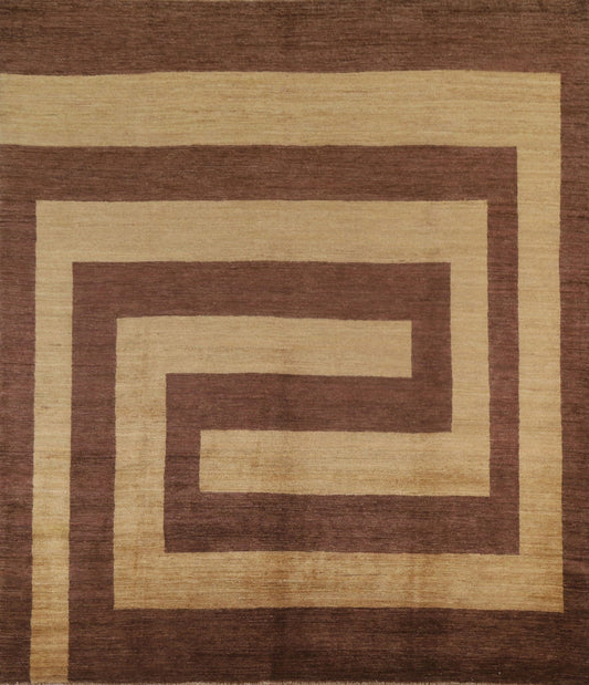 Brown Modern Gabbeh Geometric Area Rug 8x8