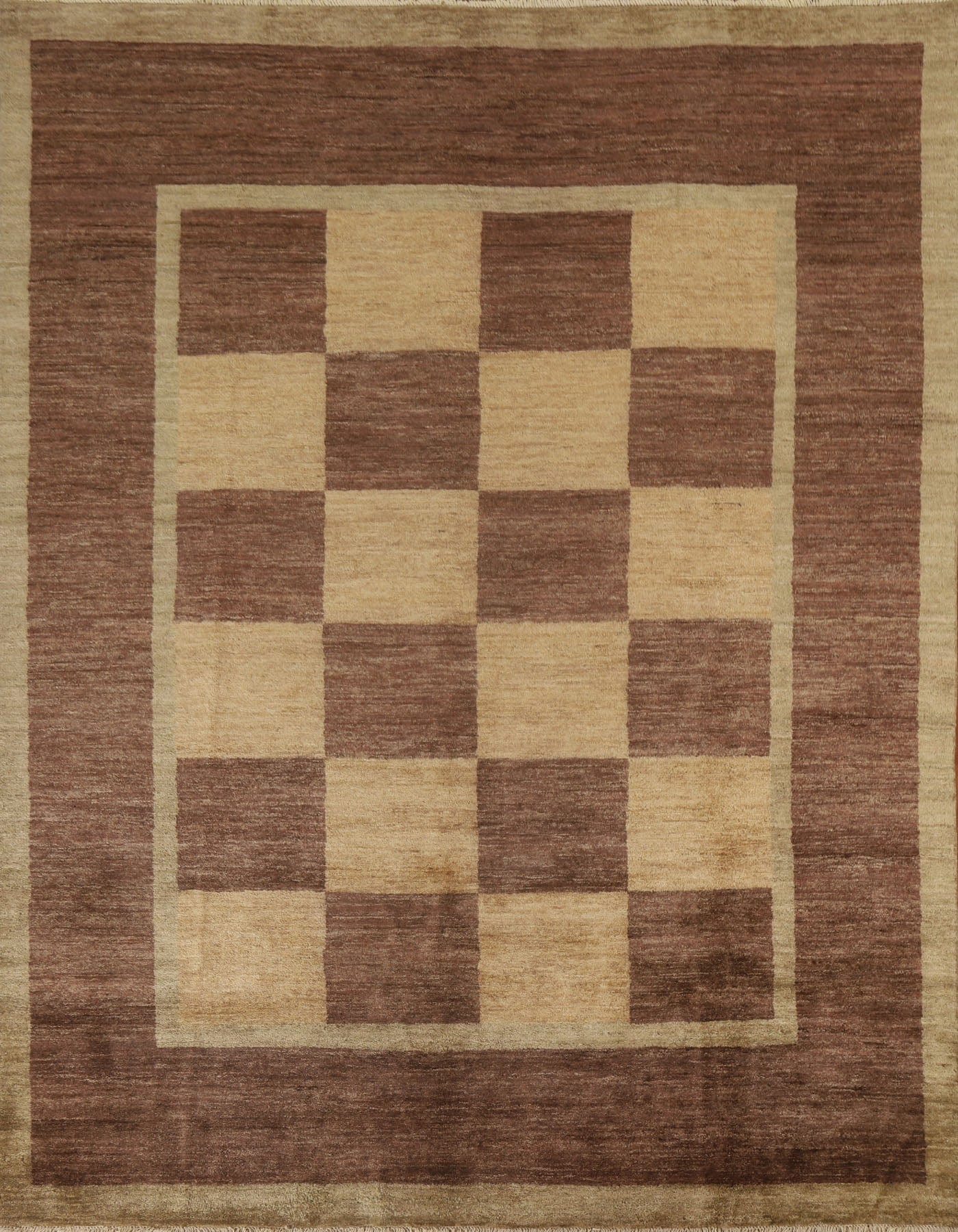 Checkered Gabbeh Vegetable Dye Area Rug 7x8