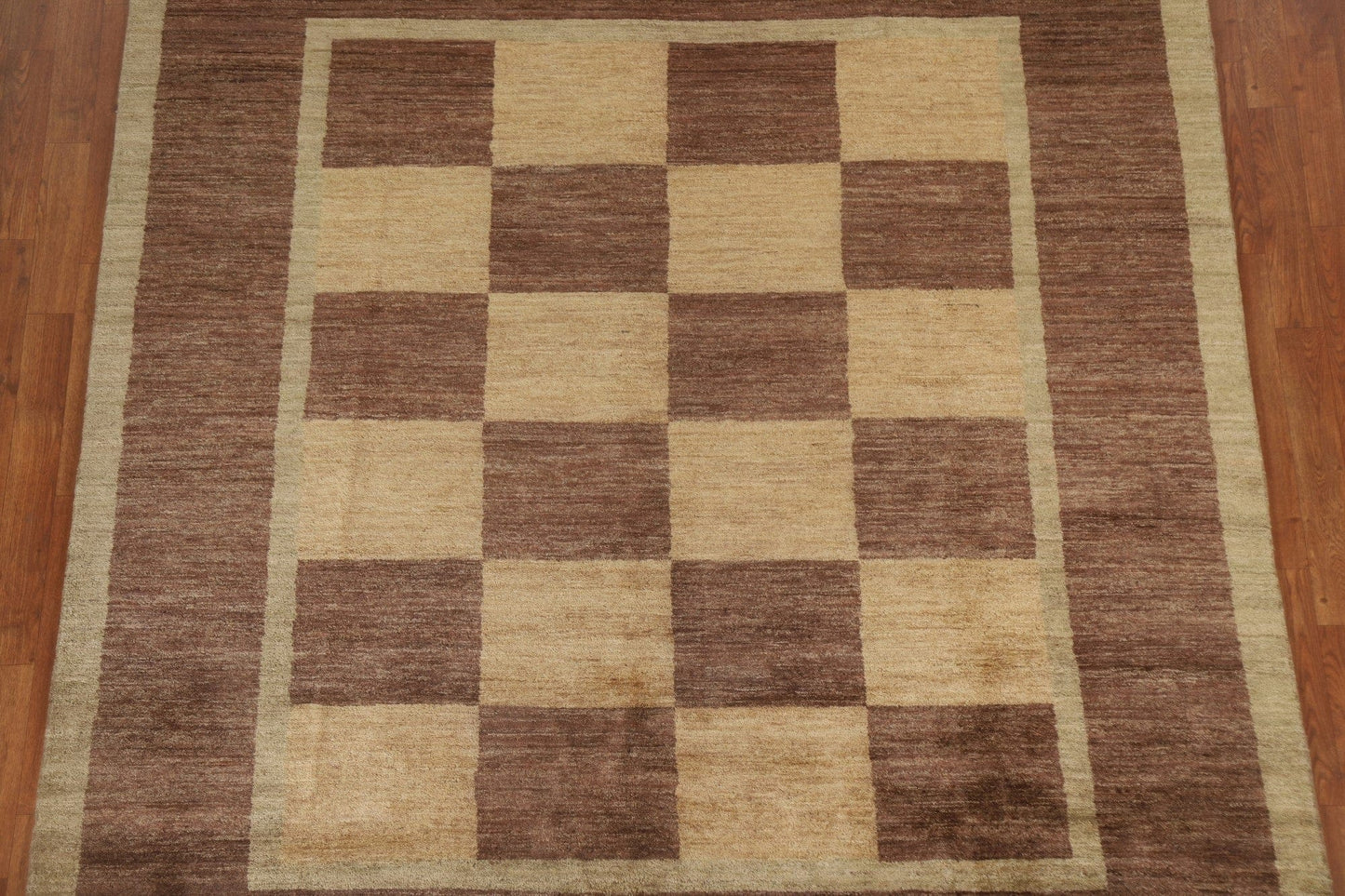 Checkered Gabbeh Vegetable Dye Area Rug 7x8