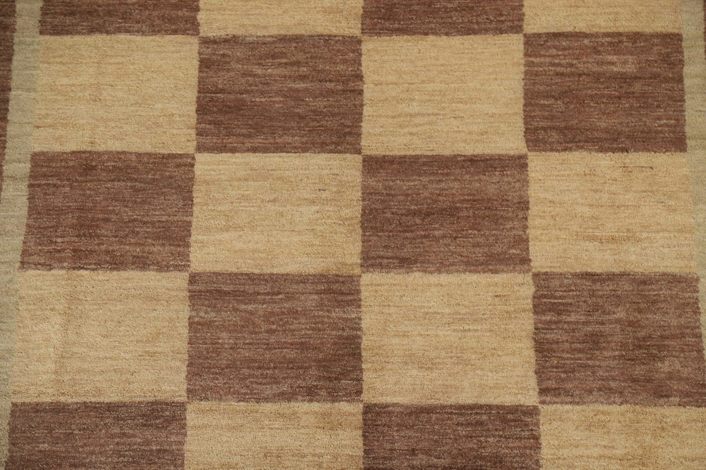 Checkered Gabbeh Vegetable Dye Area Rug 7x8