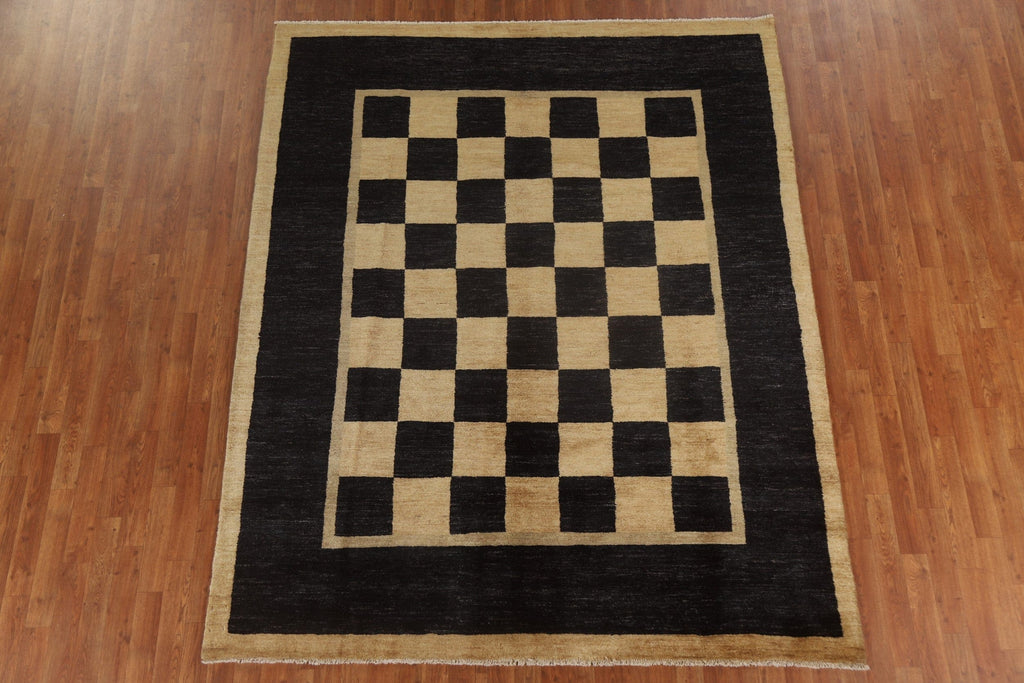 Checkered Modern Gabbeh Oriental Area Rug 7x8