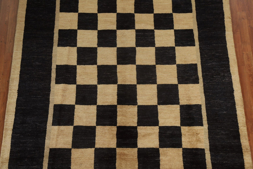 Checkered Modern Gabbeh Oriental Area Rug 7x8