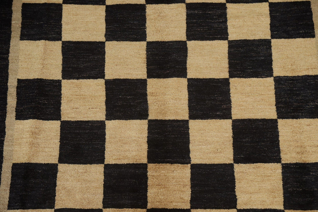 Checkered Modern Gabbeh Oriental Area Rug 7x8