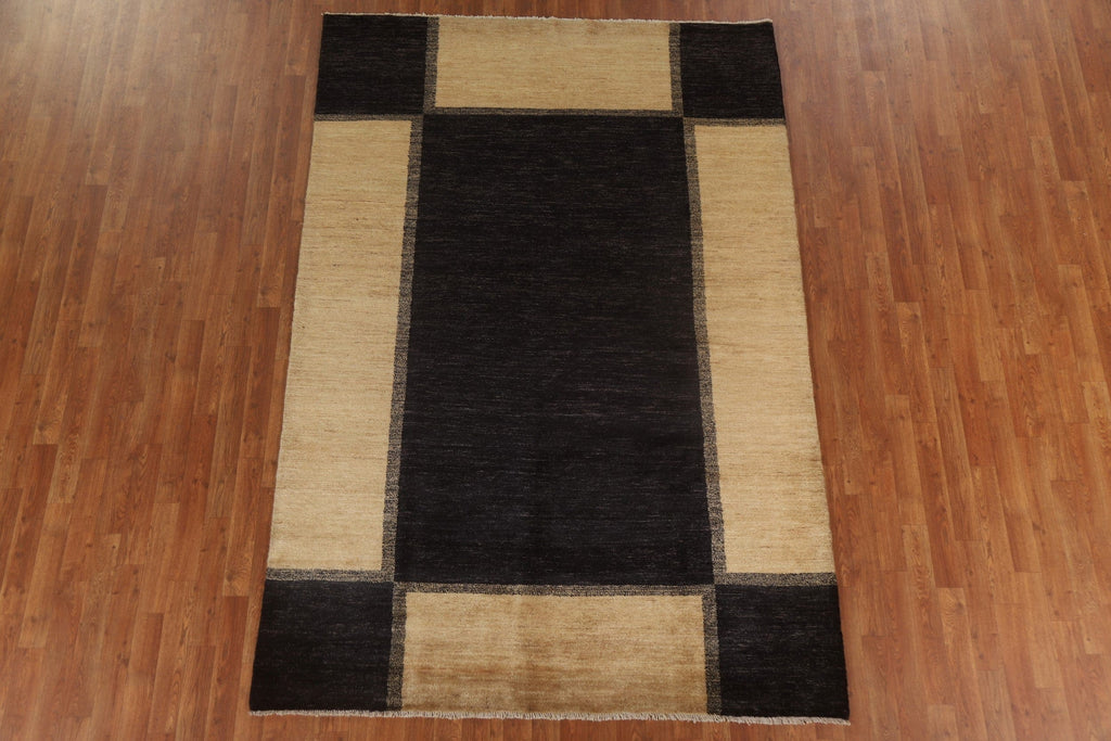 Black Gabbeh Modern Area Rug 6x9