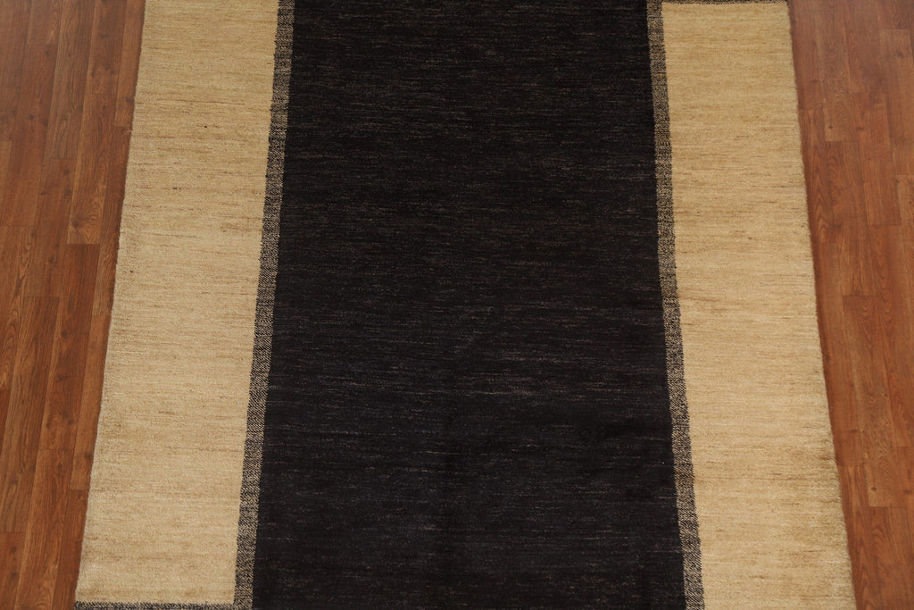 Black Gabbeh Modern Area Rug 6x9