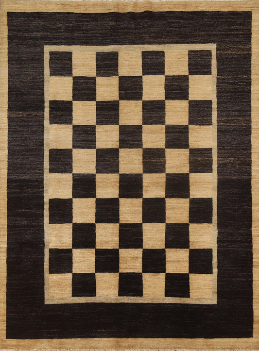 Checkered Gabbeh Modern Area Rug 7x8