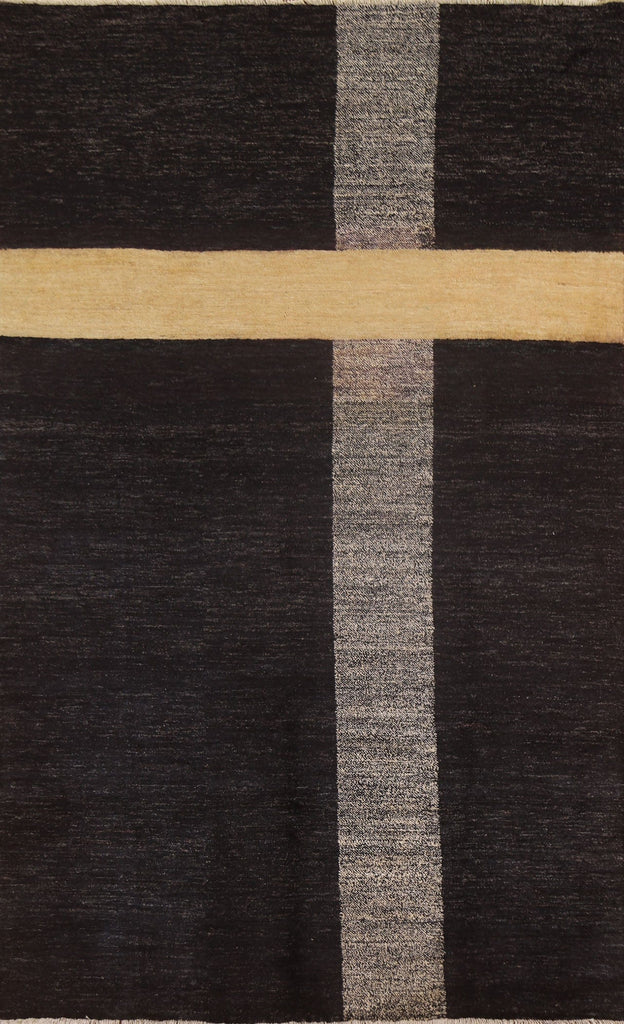 Black Modern Gabbeh Oriental Area Rug 6x8