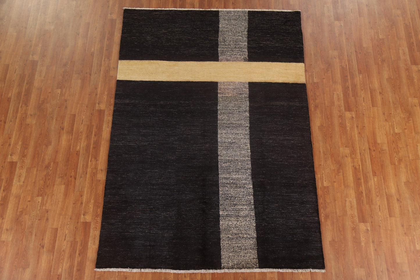 Black Modern Gabbeh Oriental Area Rug 6x8