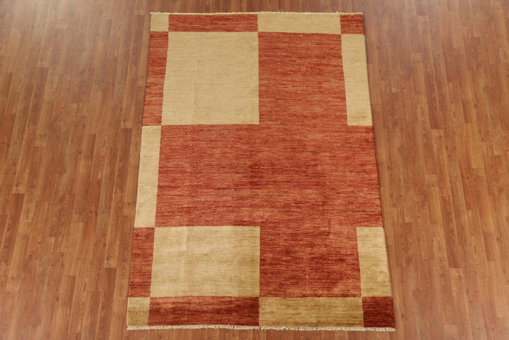 Orange Modern Gabbeh Vegetable Dye Area Rug 5x8