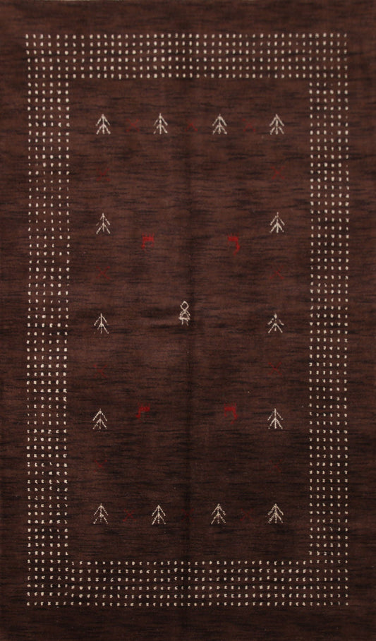 Brown Gabbeh Oriental Area Rug 5x8