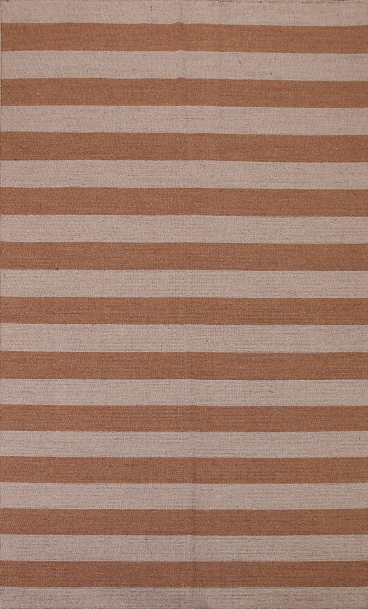 Modern Striped Gabbeh Wool Area Rug 6x8