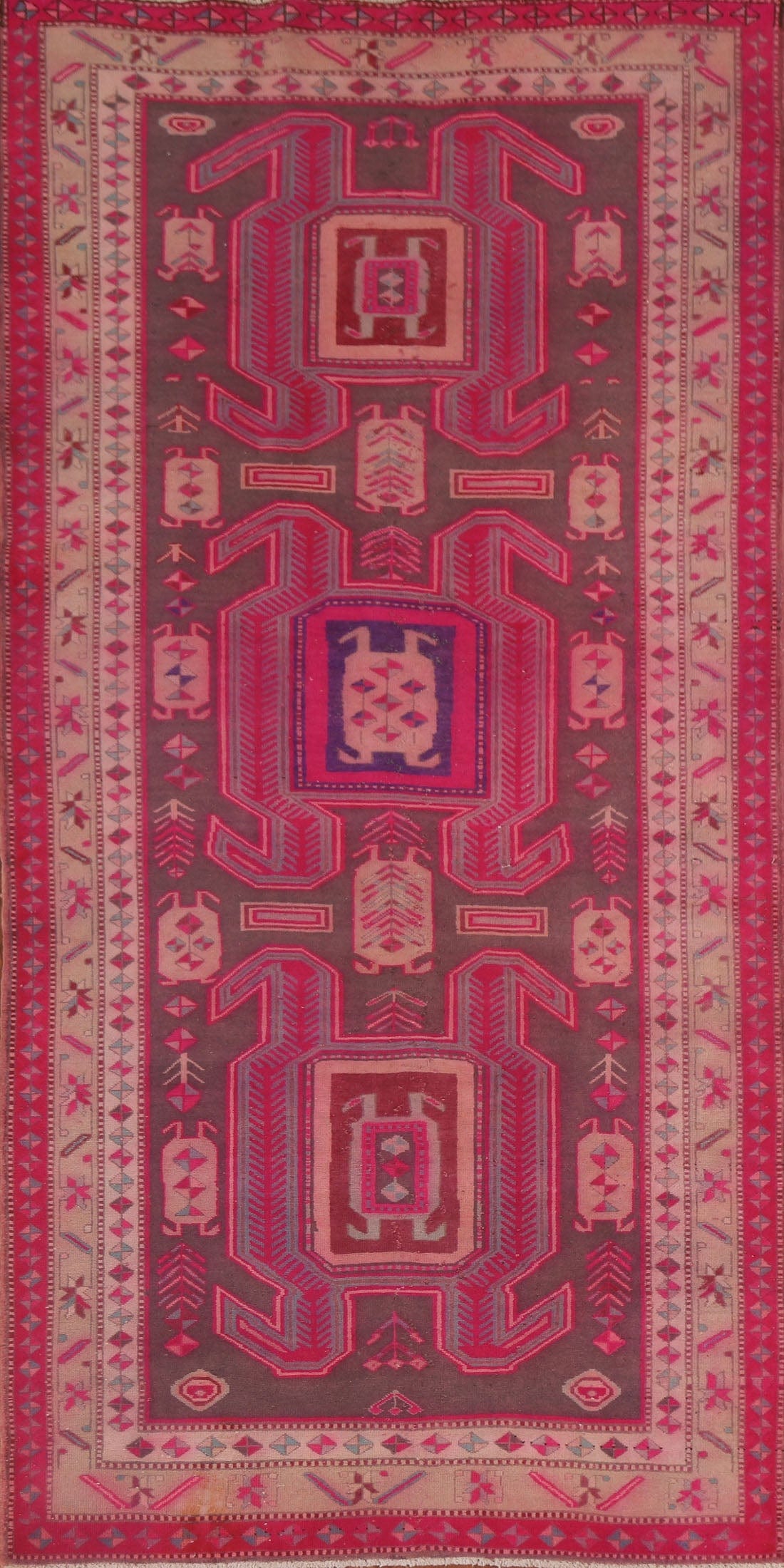 Vintage Ardebil Persian Runner Rug 4x9