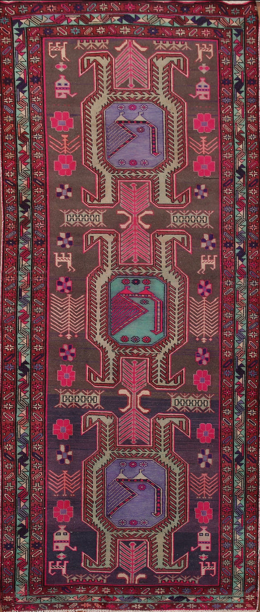 Handmade Wool Ardebil Persian Runner Rug 4x10