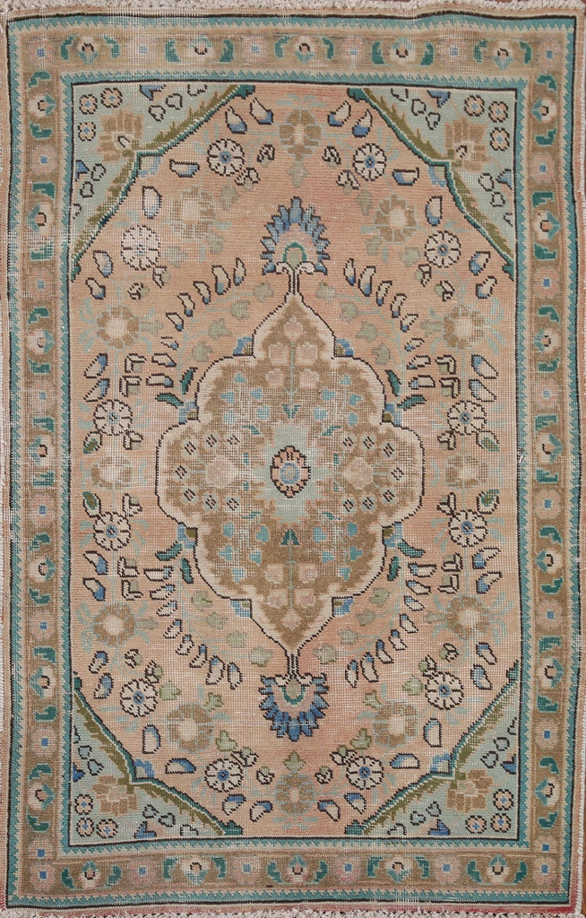 Distressed Wool Tabriz Persian Area Rug 3x5