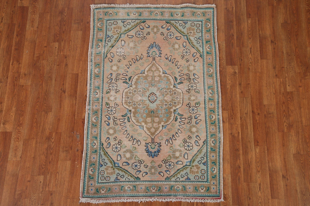 Distressed Wool Tabriz Persian Area Rug 3x5