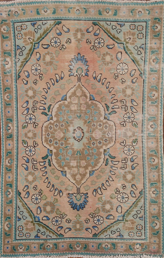 Distressed Wool Tabriz Persian Area Rug 3x5