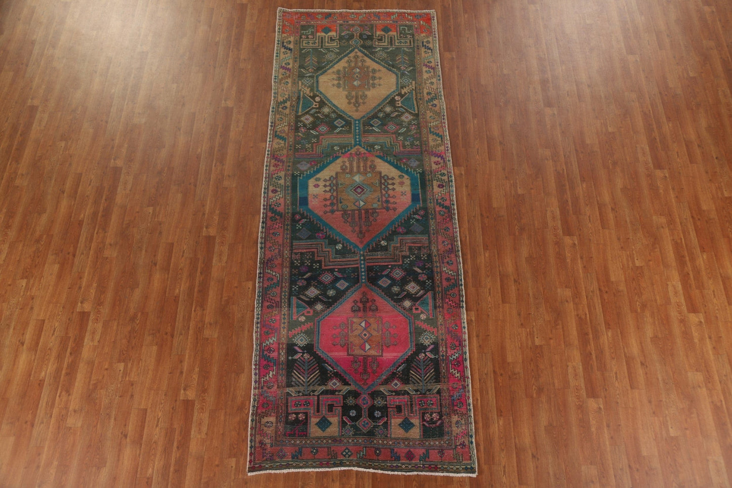 Handmade Wool Ardebil Persian Runner Rug 4x11