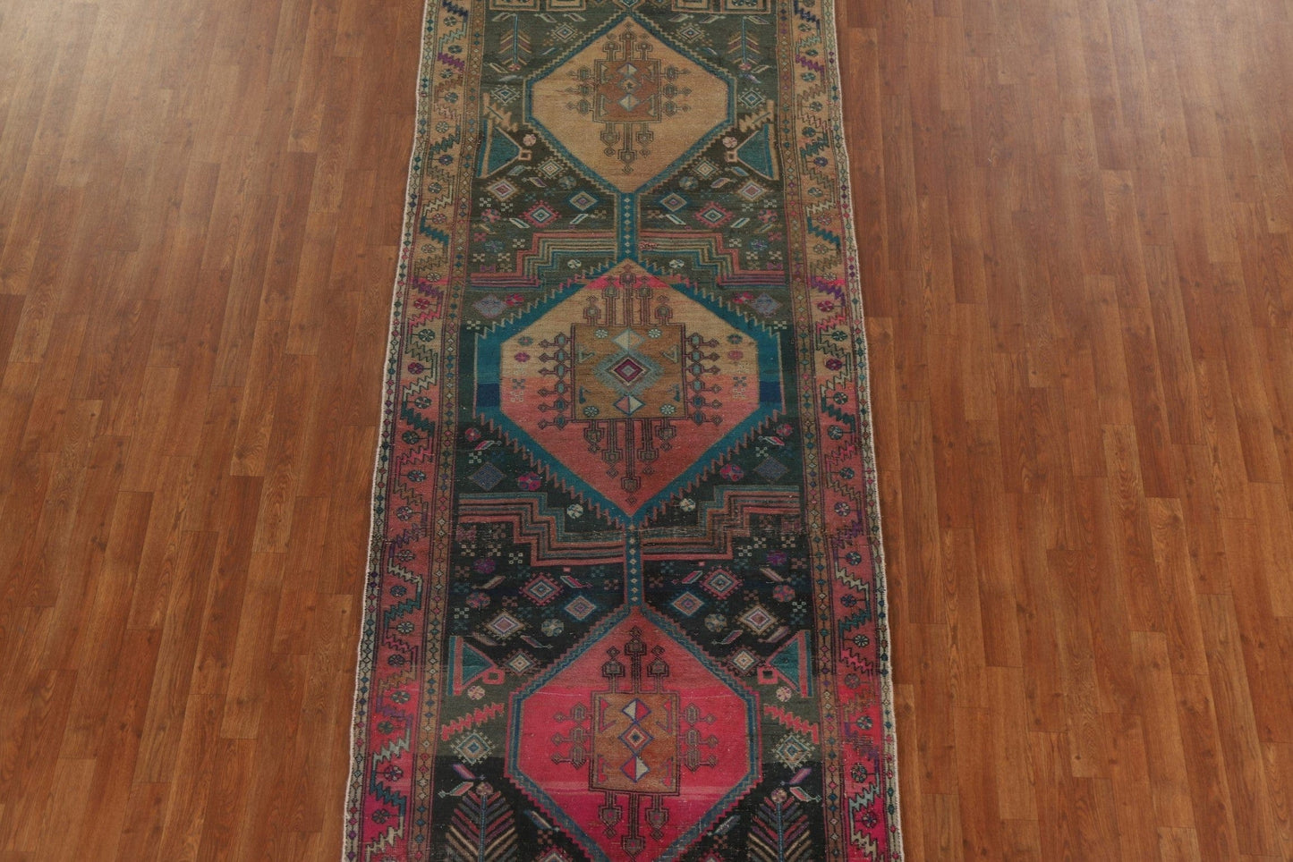 Handmade Wool Ardebil Persian Runner Rug 4x11