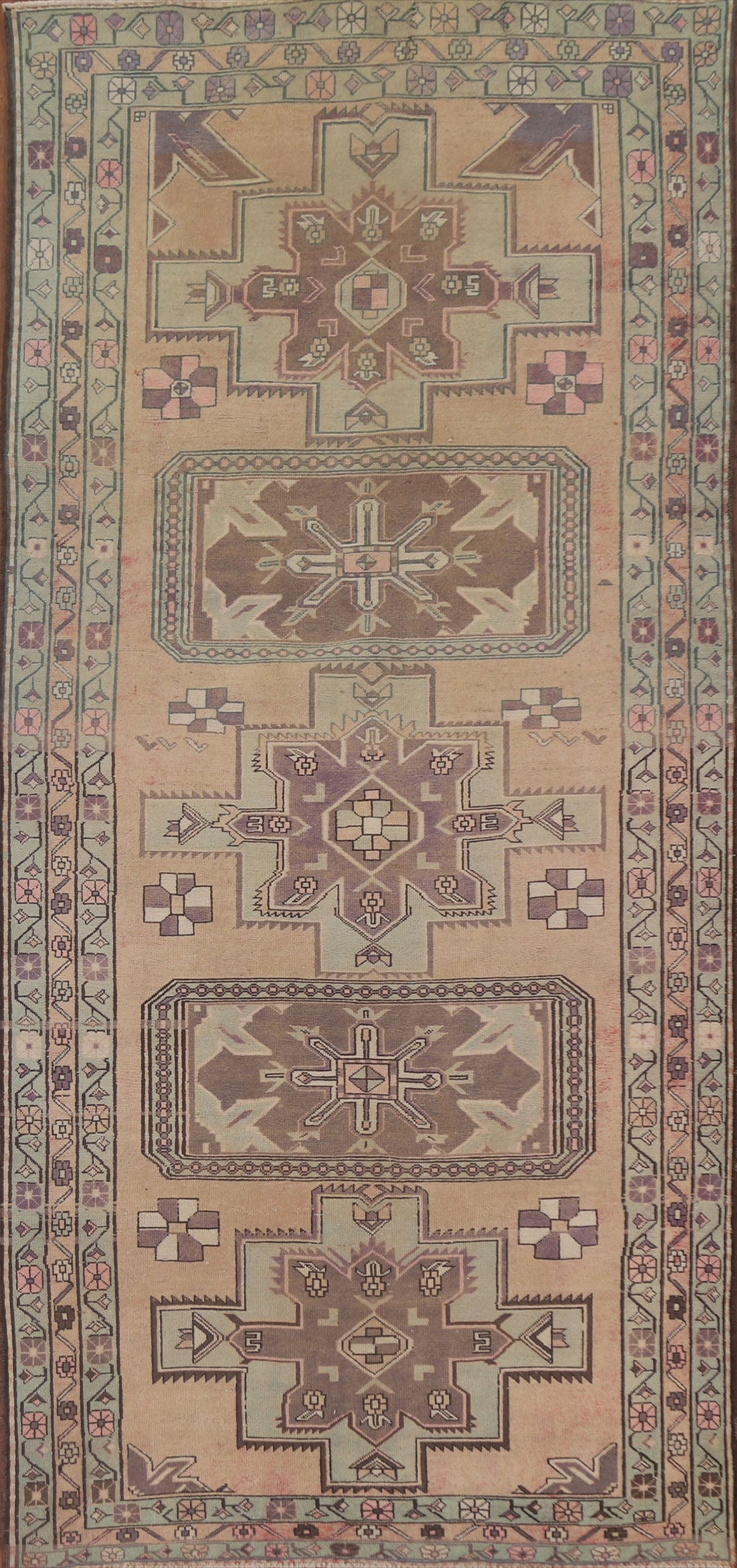 Distressed Wool Ardebil Persian Area Rug 5x10