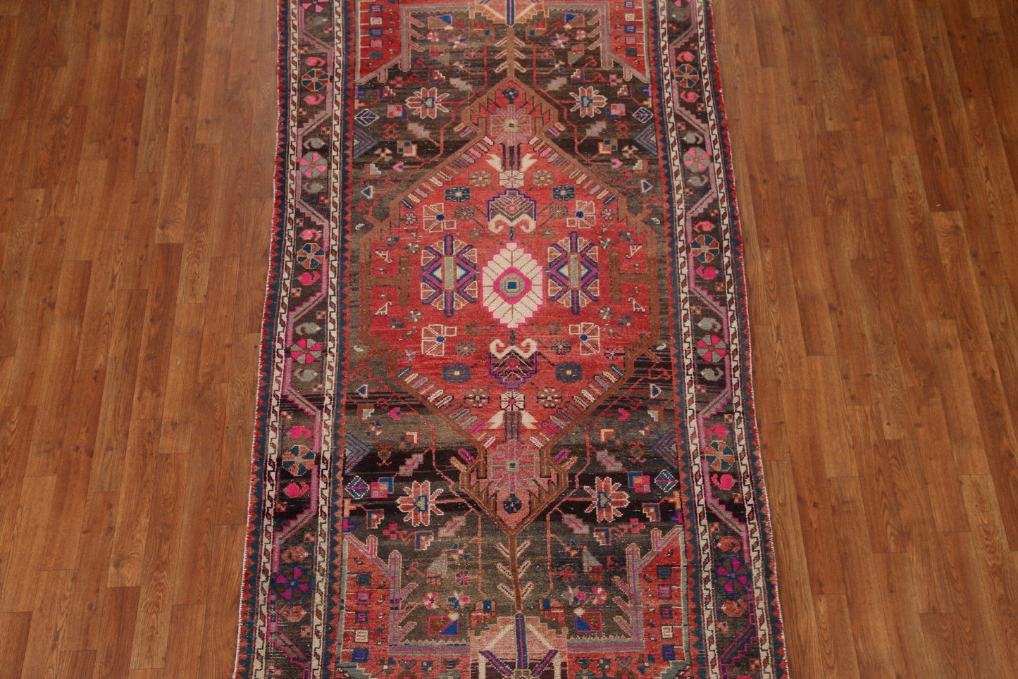 Hand-Knotted Wool Malayer Persian Runner Rug 4x9