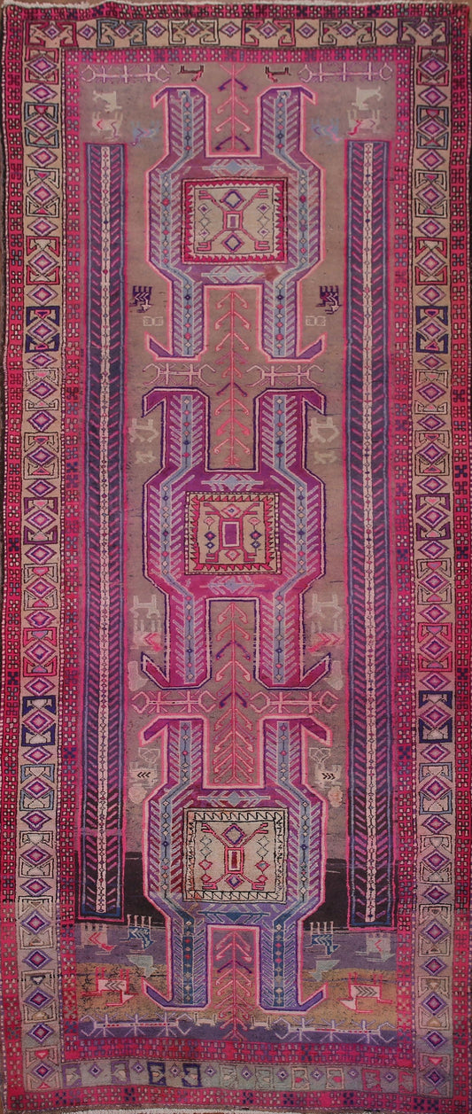 Geometric Wool Ardebil Persian Runner Rug 4x9