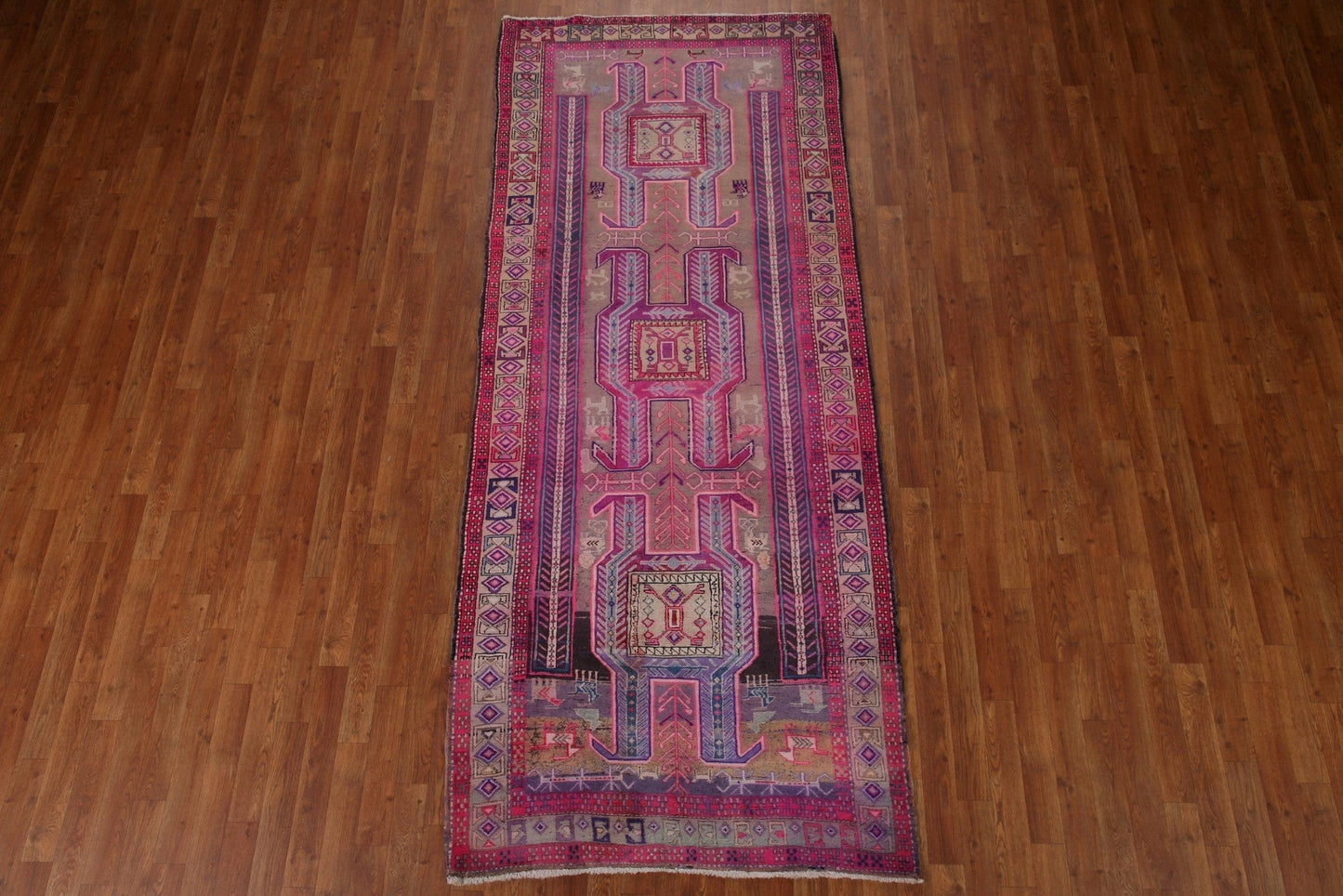 Geometric Wool Ardebil Persian Runner Rug 4x9