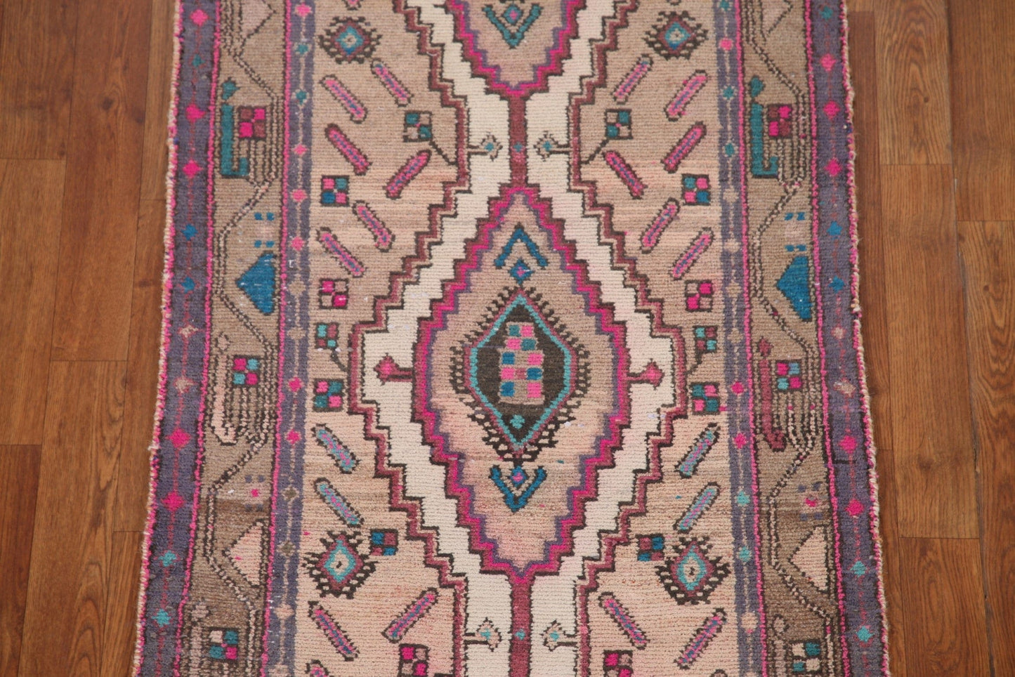 Vintage Wool Hamedan Persian Runner Rug 3x9