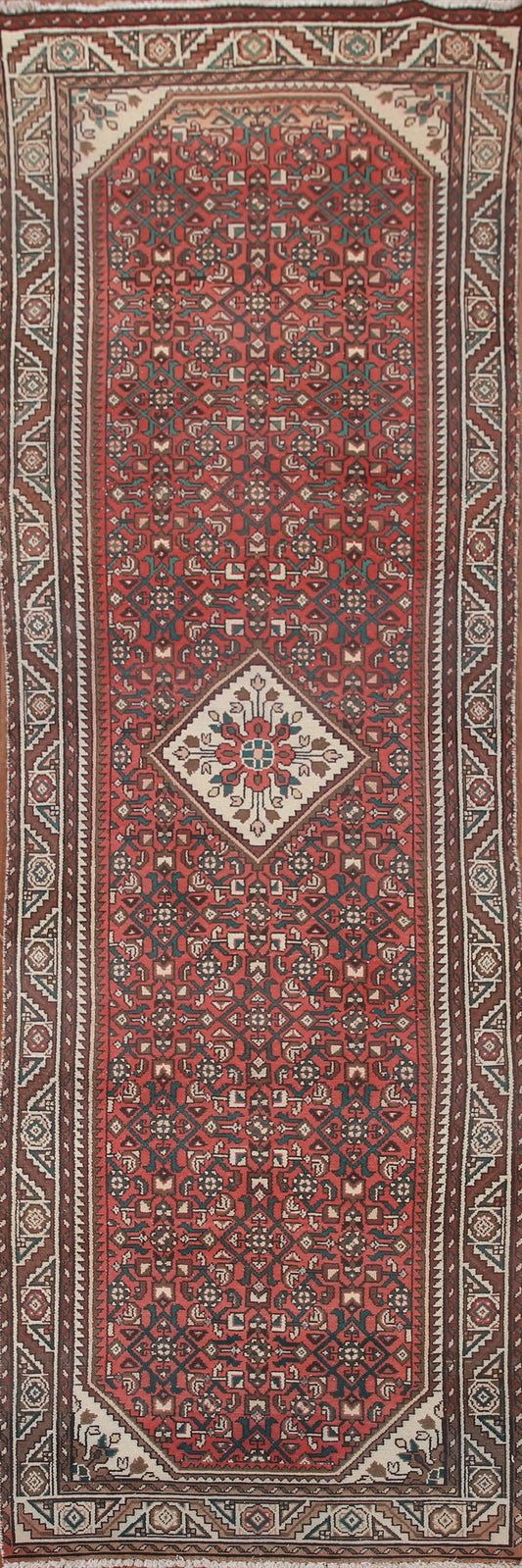 Geometric Hamedan Persian Runner Rug 3x11