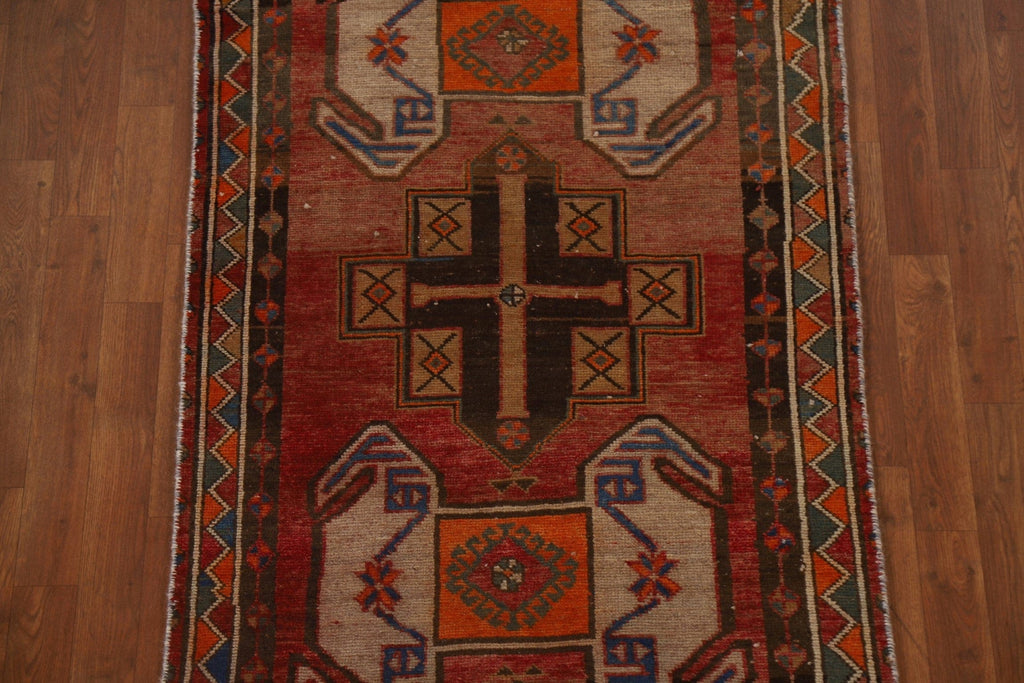 Vintage Wool Ardebil Persian Runner Rug 3x12