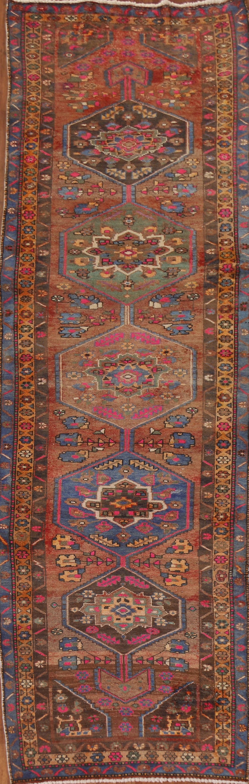 Vintage Heriz Persian Runner Rug 4x13