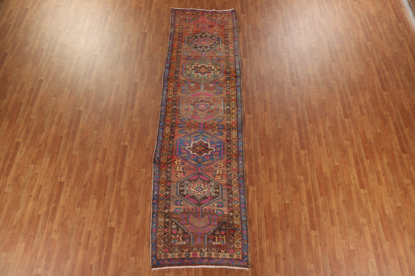 Vintage Heriz Persian Runner Rug 4x13