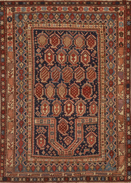 Pre-1900 Antique Vegetable Dye Shirvan Oriental Area Rug 4x5