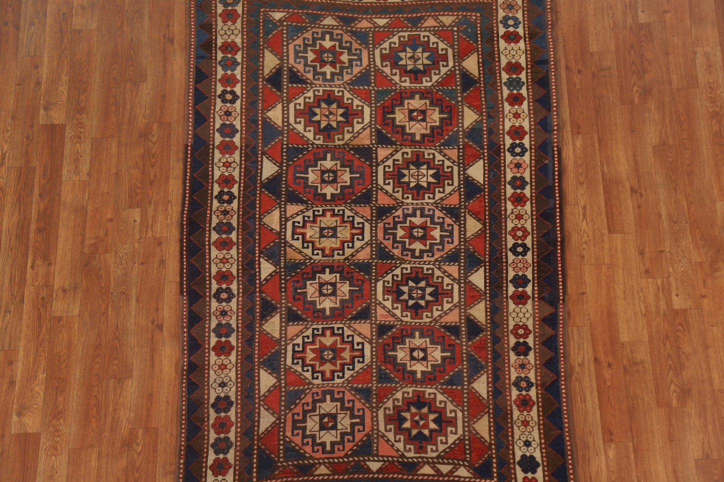 Pre-1900 Antique Vegetable Dye Kazak Oriental Area Rug 4x6