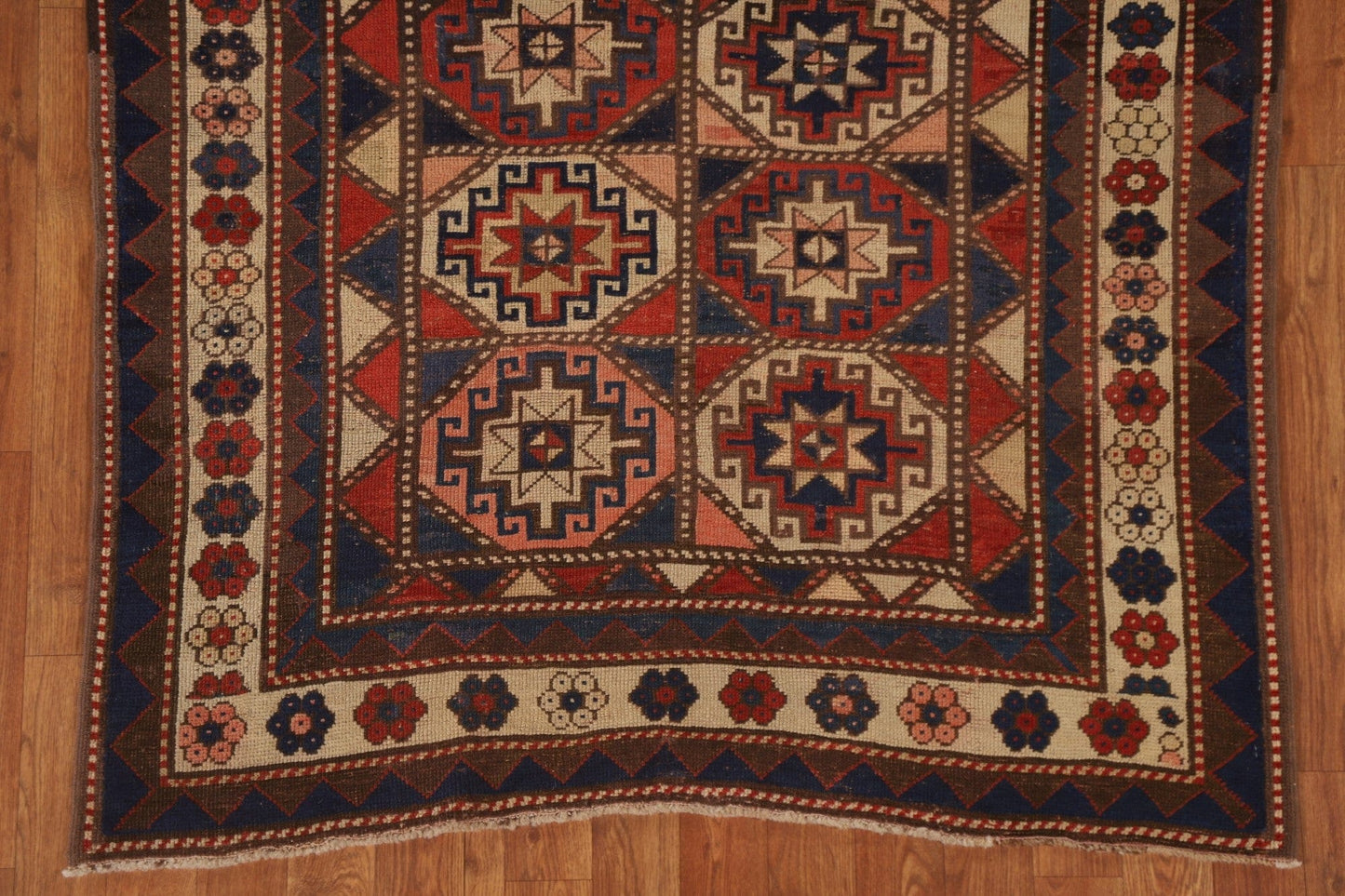 Pre-1900 Antique Vegetable Dye Kazak Oriental Area Rug 4x6