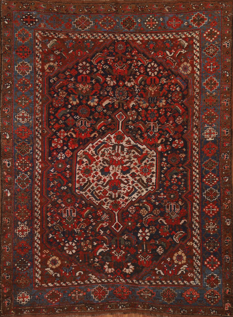 Pre-1900 Antique Vegetable Dye Bidjar Kurd Persian Rug 4x6