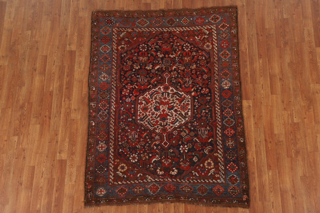 Pre-1900 Antique Vegetable Dye Bidjar Kurd Persian Rug 4x6