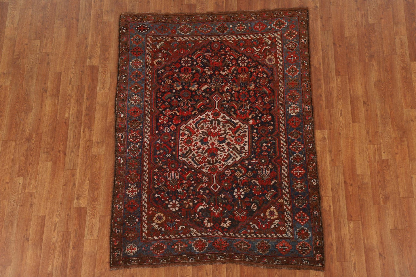 Pre-1900 Antique Vegetable Dye Bidjar Kurd Persian Rug 4x6