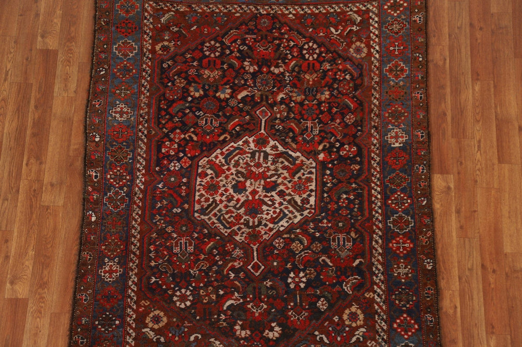 Pre-1900 Antique Vegetable Dye Bidjar Kurd Persian Rug 4x6