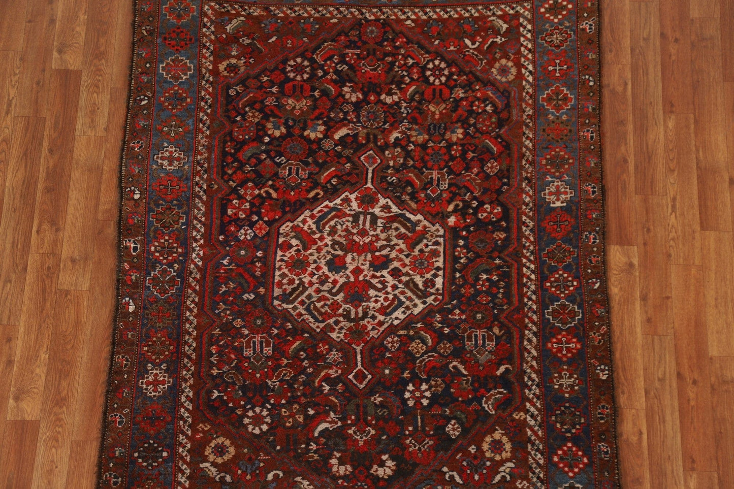 Pre-1900 Antique Vegetable Dye Bidjar Kurd Persian Rug 4x6