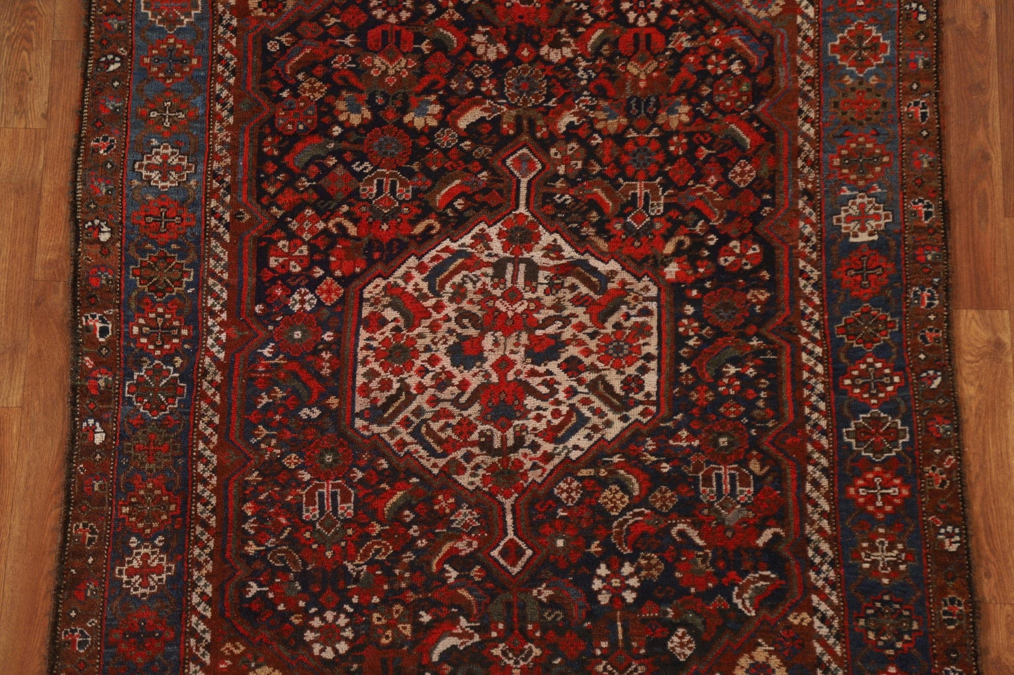 Pre-1900 Antique Vegetable Dye Bidjar Kurd Persian Rug 4x6