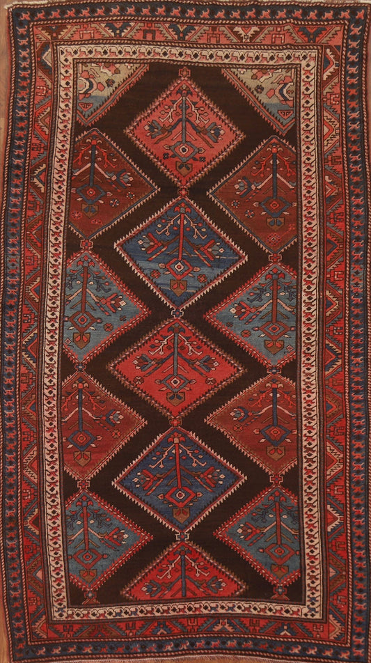 Pre-1900 Antique Vegetable Dye Kazak Oriental Area Rug 5x8