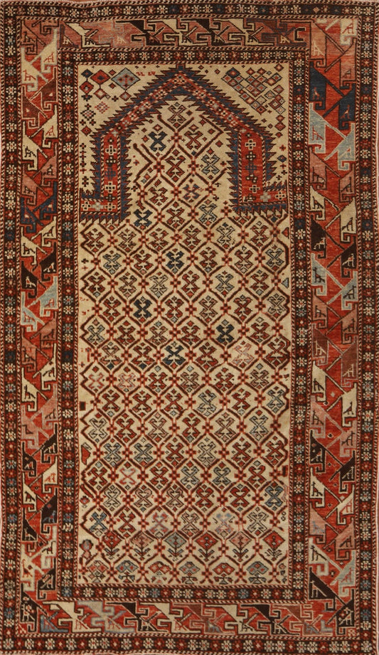 Pre-1900 Antique Vegetable Dye Shirvan Oriental Area Rug 3x6