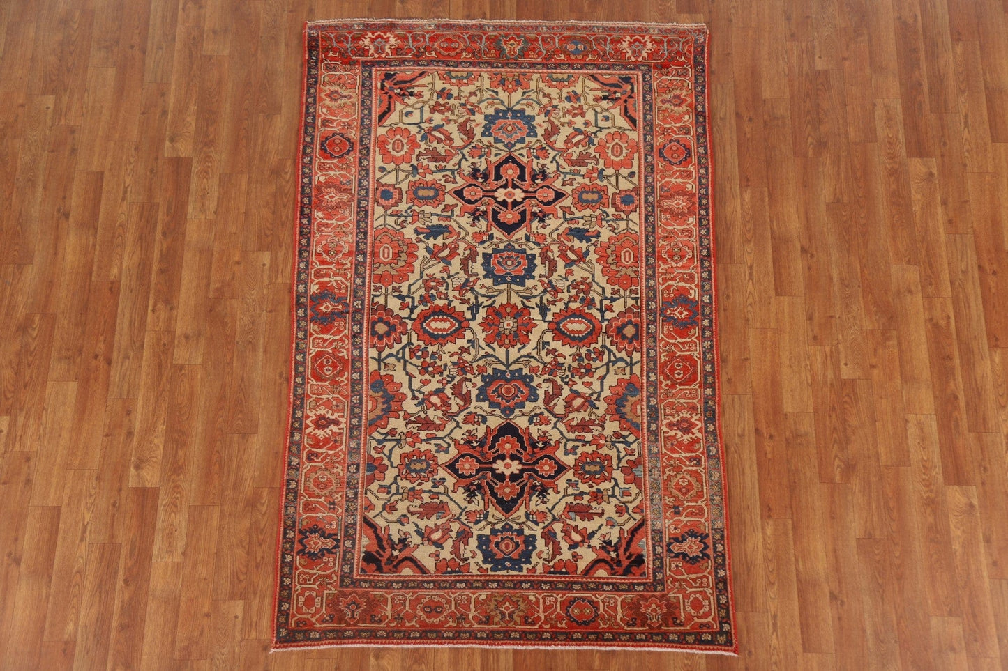 Pre-1900 Antique Vegetable Dye Sarouk Farahan Persian Area Rug 4x6