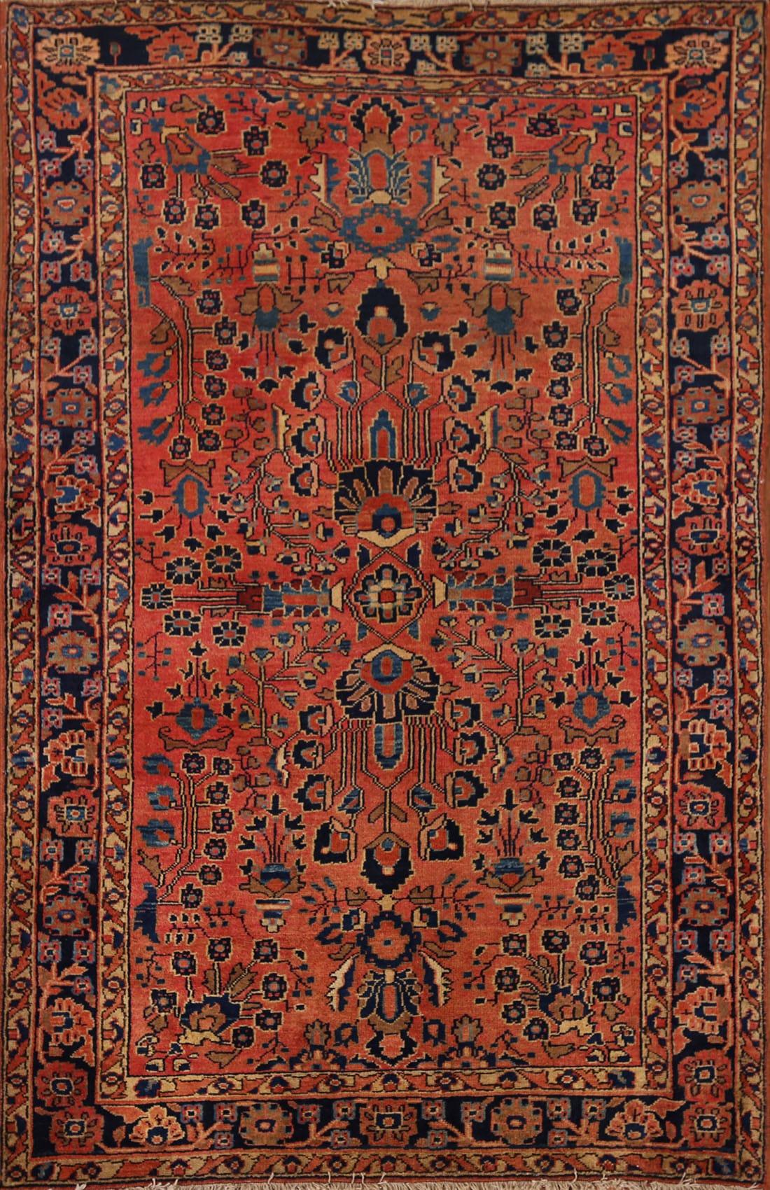 Antique Vegetable Dye Sarouk Mohajeran Persian Rug 3x5