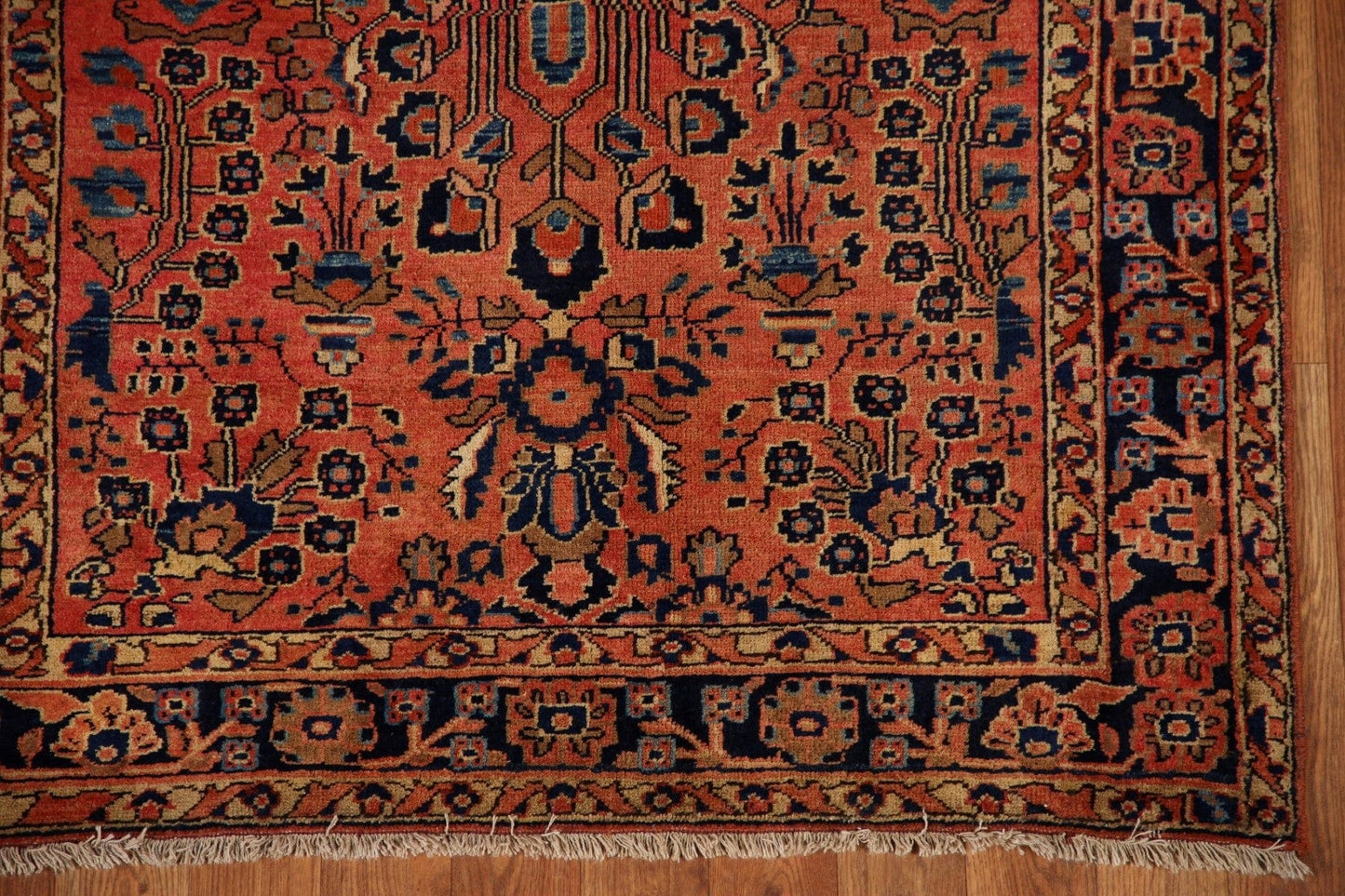 Antique Vegetable Dye Sarouk Mohajeran Persian Rug 3x5