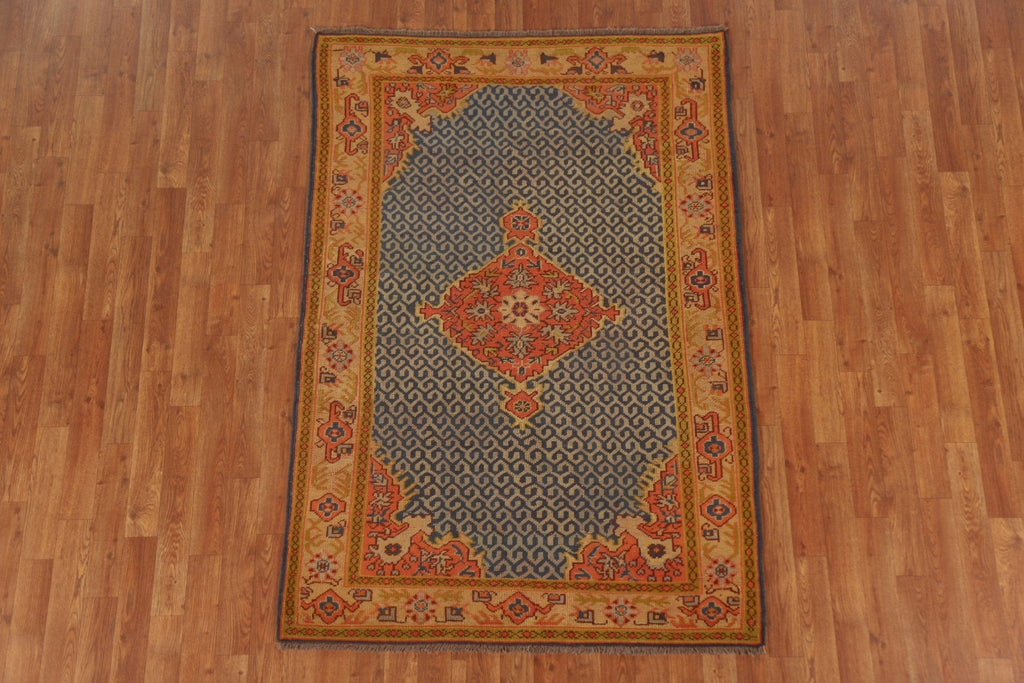 Pre-1900 Antique Vegetable Dye Oushak Turkish Rug 4x6