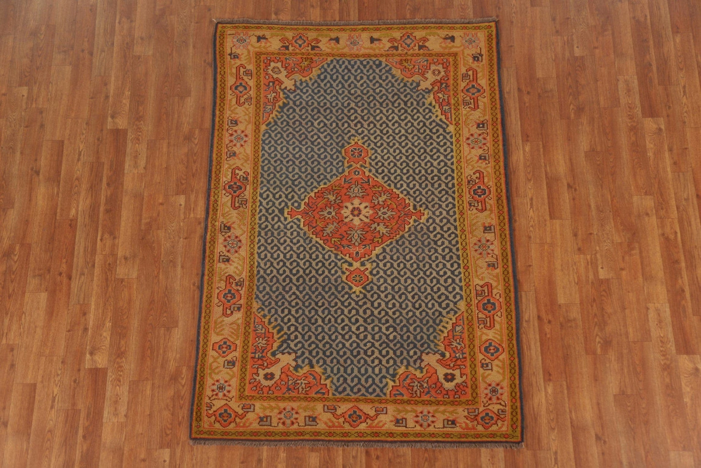 Pre-1900 Antique Vegetable Dye Oushak Turkish Rug 4x6