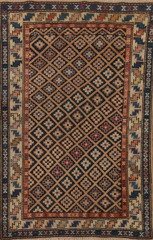 Pre-1900 Antique Vegetable Dye Shirvan Oriental Area Rug 3x5