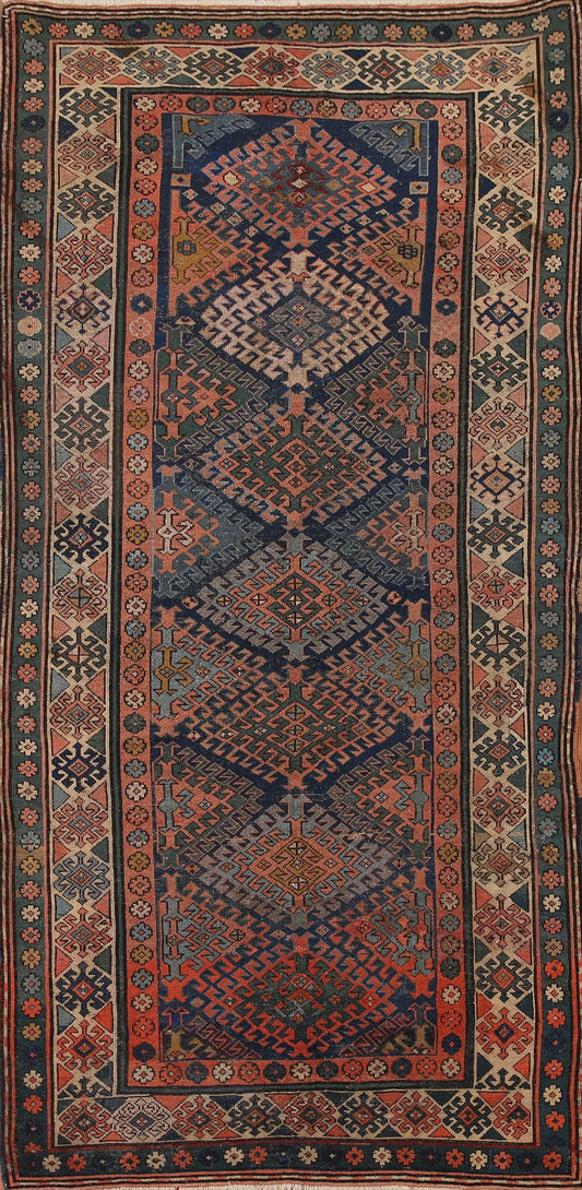 Pre-1900 Antique Vegetable Dye Kazak Oriental Rug 4x8