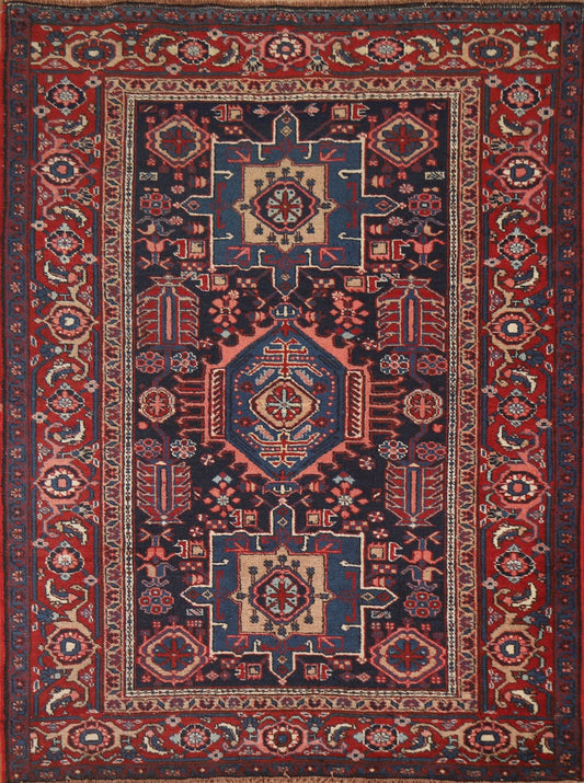 Antique Vegetable Dye Heriz Serapi Persian Area Rug 5x6